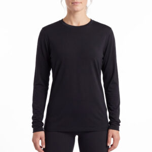 Womens Cool Merino Long Sleeve Hike Tee in Black