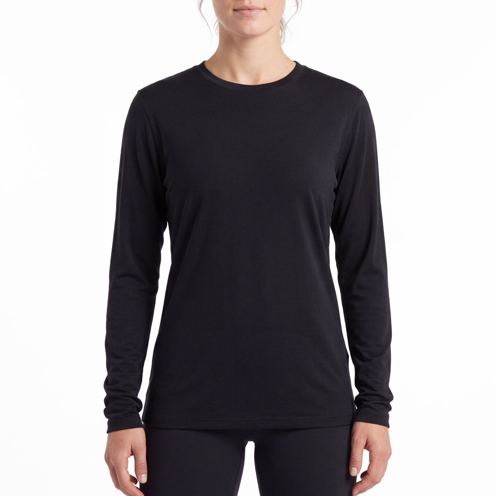 Womens Cool Merino Long Sleeve Hike Tee in Black